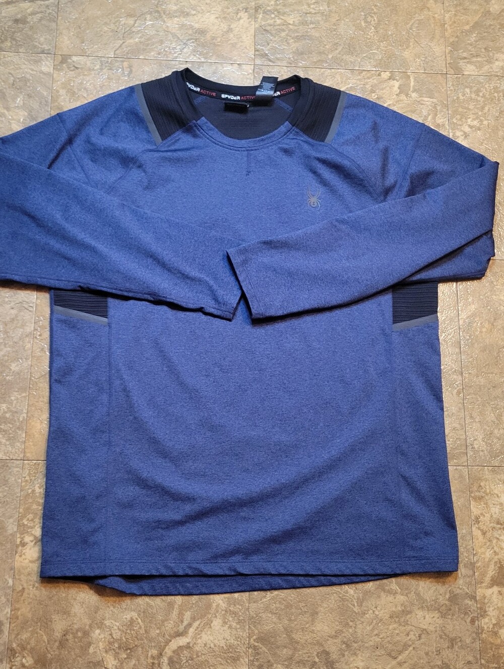 Spyder Active Athletic Shirt Mens Medium M Blue Long Sleeve Pullover Activewear